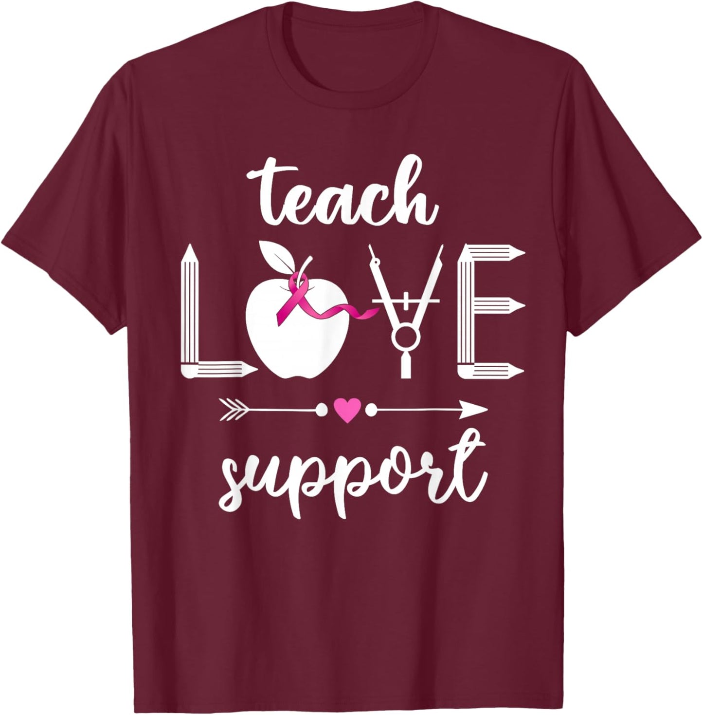 Math Teacher Breast Cancer Awareness Men Women T-Shirt - T-Shirt | Maroon