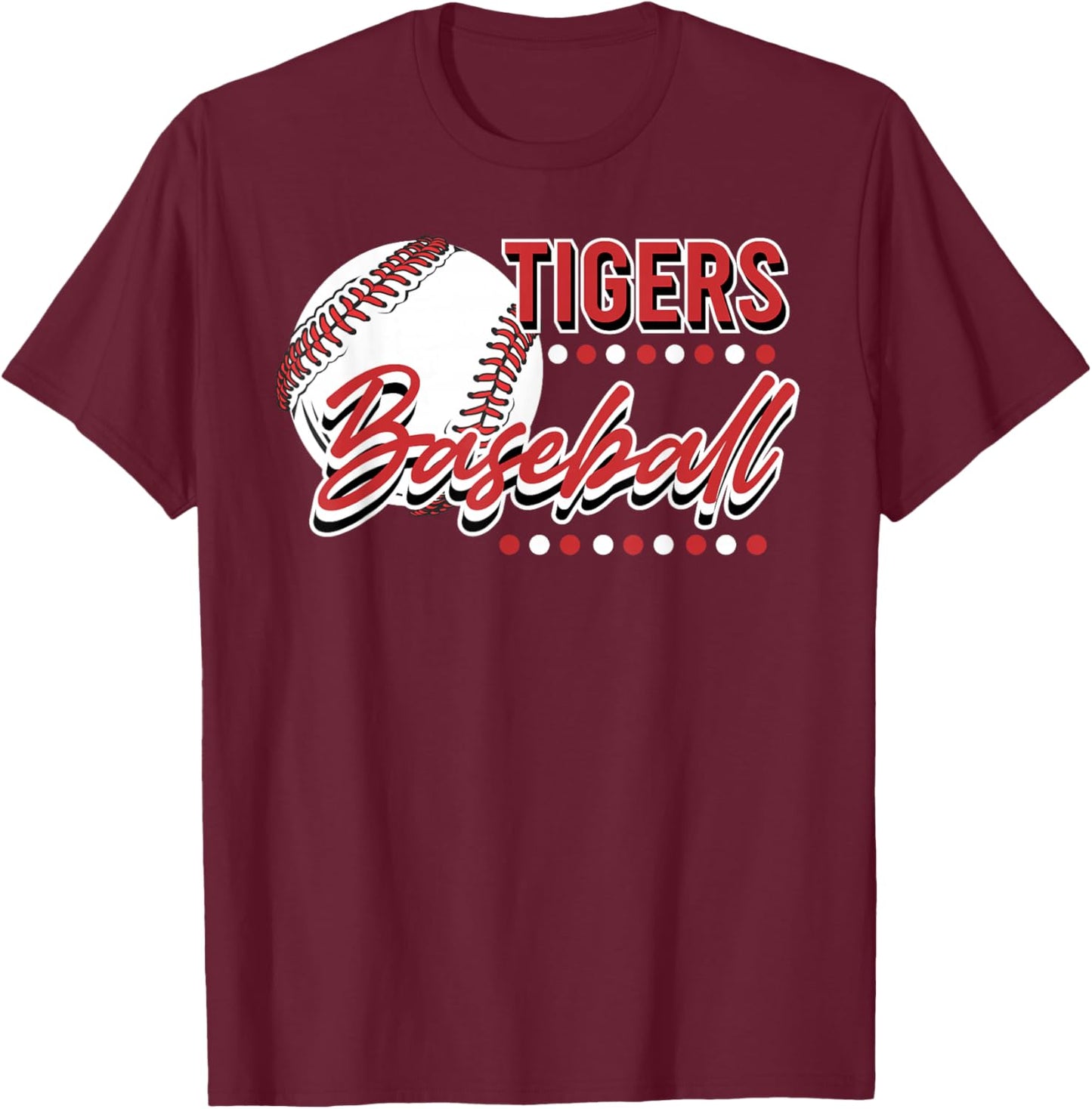 Tigers Baseball Mom Game Day School Spirit Red Tiger Pride T-Shirt - T-Shirt | Maroon
