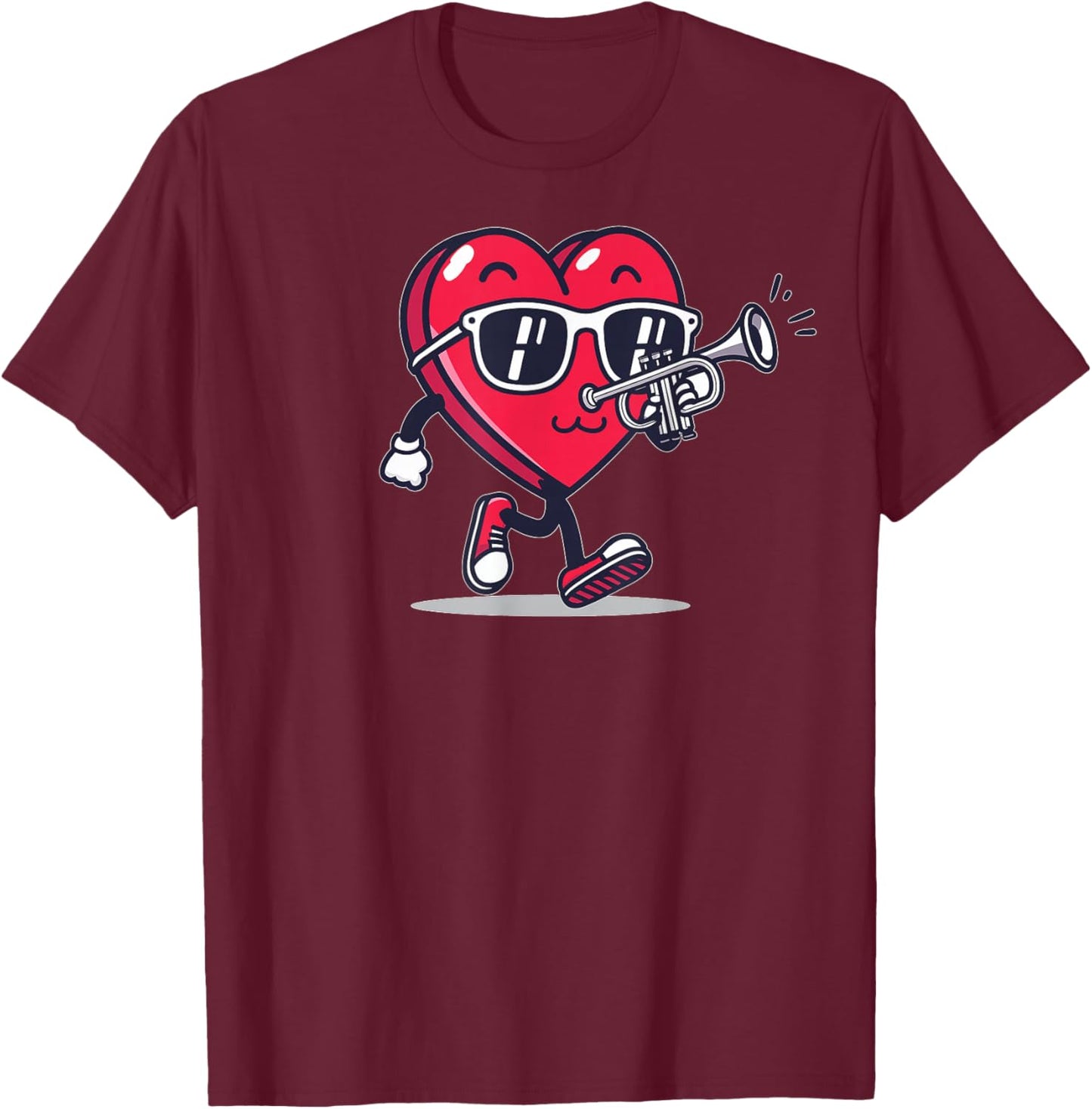 Trumpet Heart Player Trumpetist Valentine's Day Sunglasses T-Shirt - T-Shirt | Maroon