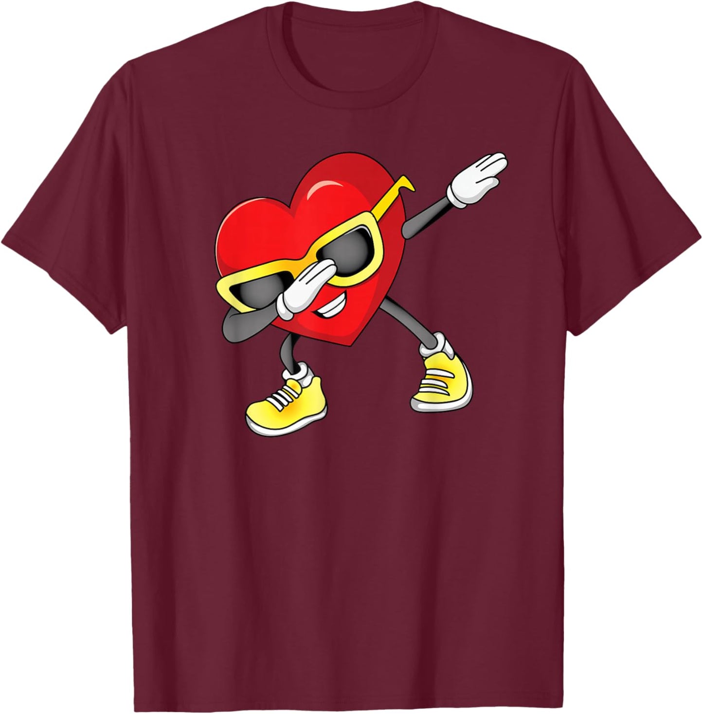 Dabbing Heart Meme Boys Valentine T-Shirt - T-Shirt | Maroon
