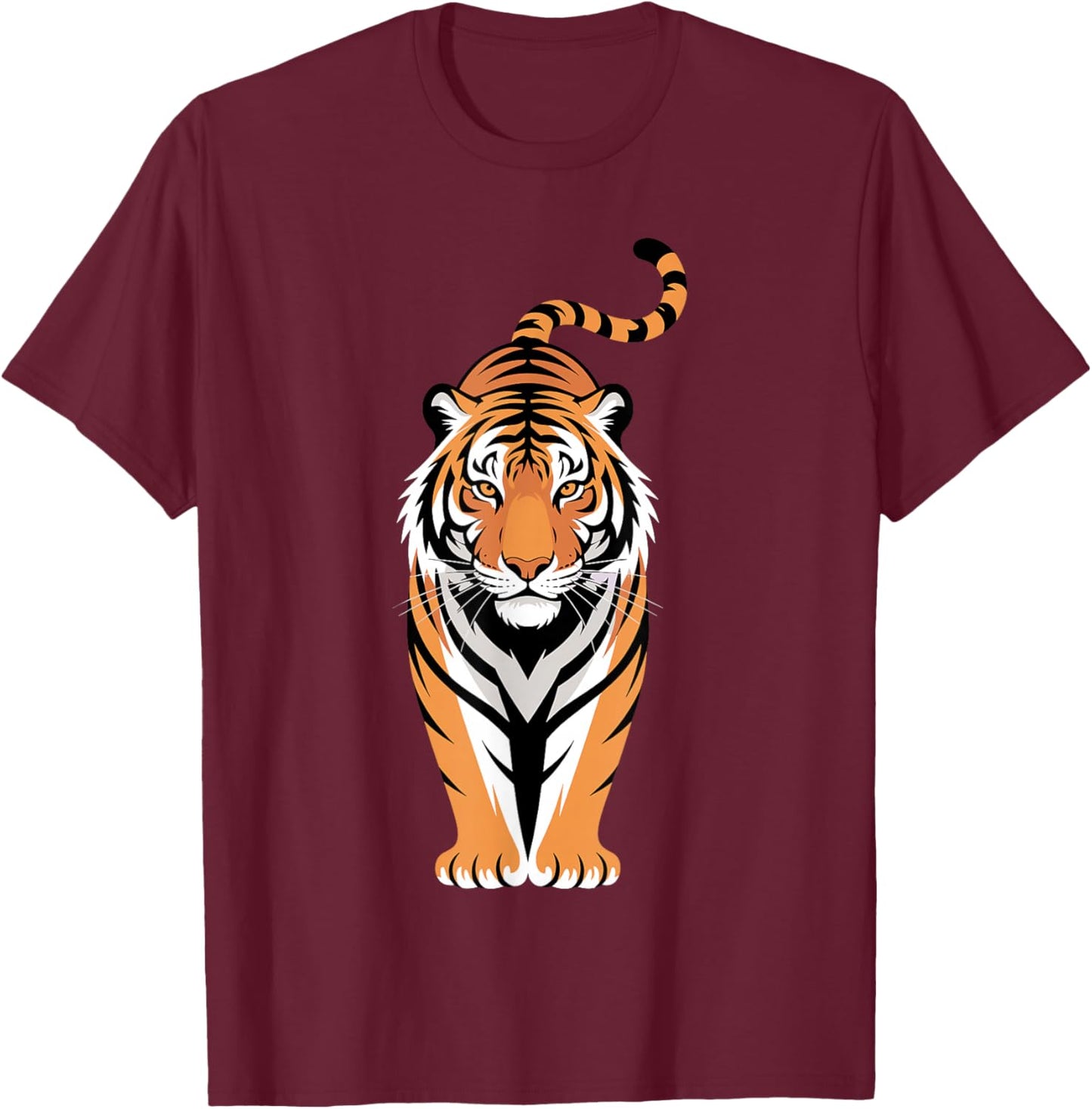 Funny Tiger Art Women Boys Girls Animal Tiger Lover T-Shirt - T-Shirt | Maroon