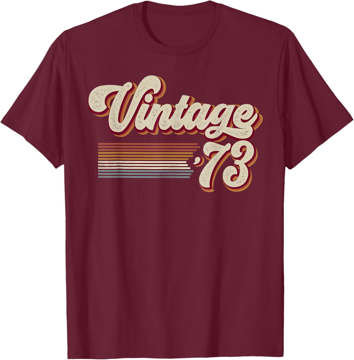 Vintage 1973 Retro Sunset Classic 53-Year-Old 53rd Birthday T-Shirt - T-Shirt | Maroon