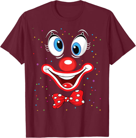 Carnival Clown Face Circus Costume Kids Men Women Carnivals T-Shirt - T-Shirt | Maroon