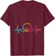 Rainbow DJ Headphones Soundwave Music Heartbeat T-Shirt - T-Shirt | Maroon