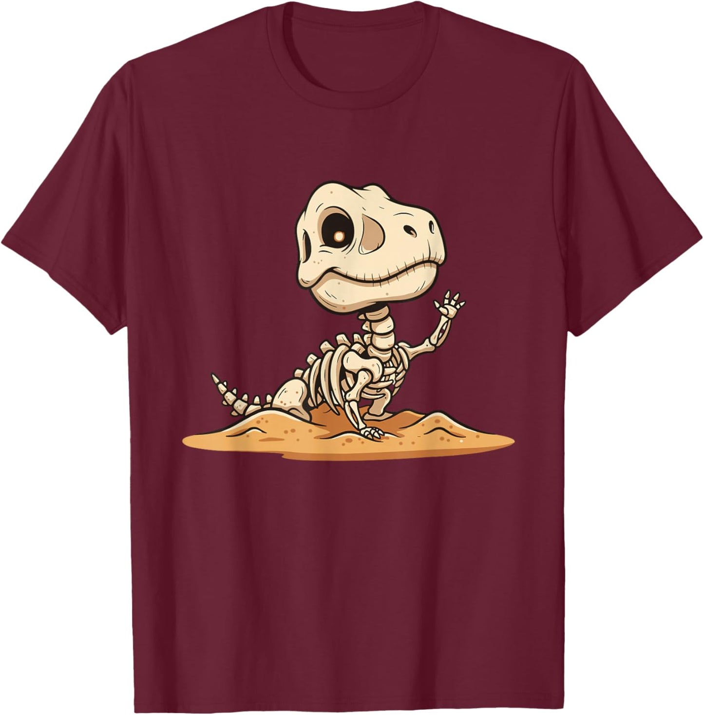 Adorable T Rex Dinosaur Skeleton Fossil T-Shirt - T-Shirt | Maroon