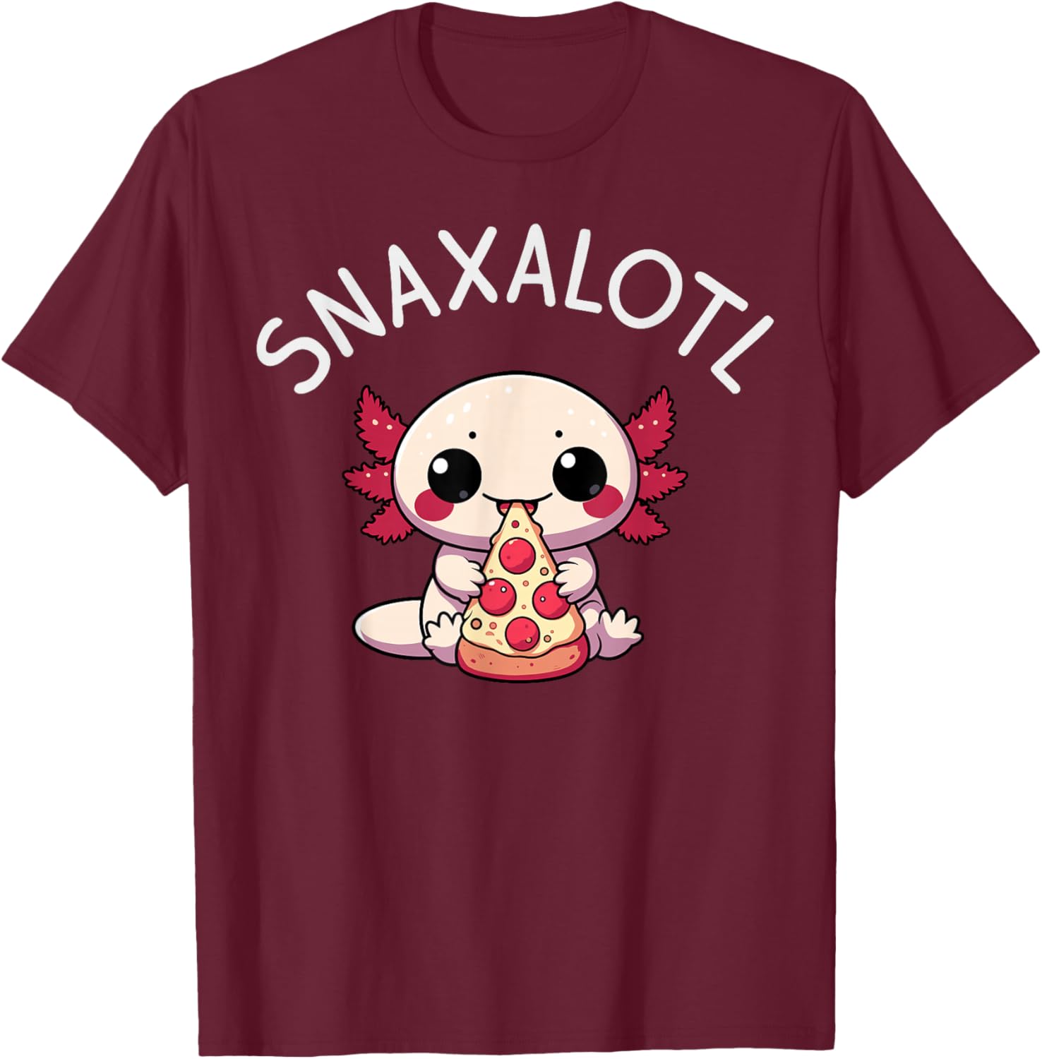 Axolotl, Kawaii T-Shirt - T-Shirt | Maroon