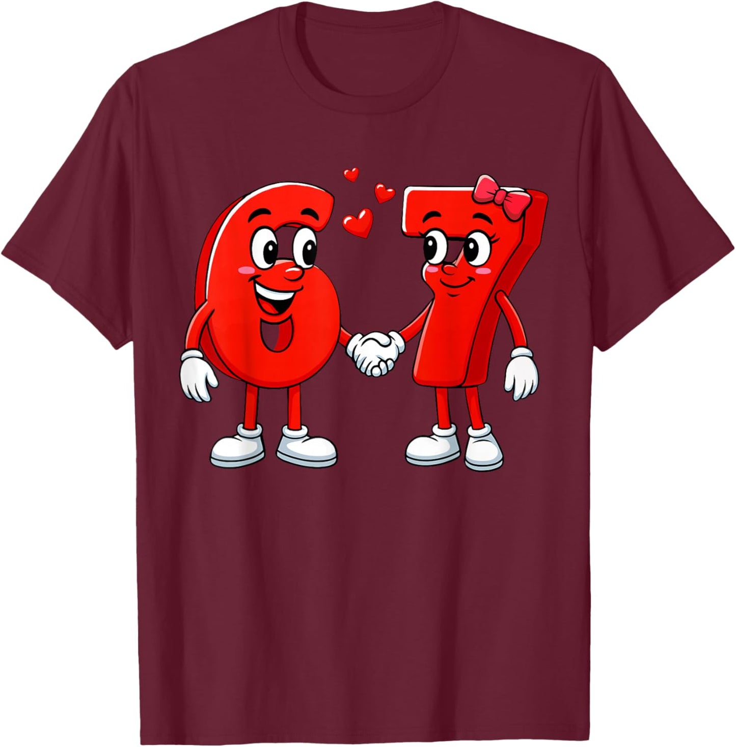 67 Meme Six Seven for Kids Women Men Boys Girls Valentine T-Shirt - T-Shirt | Maroon
