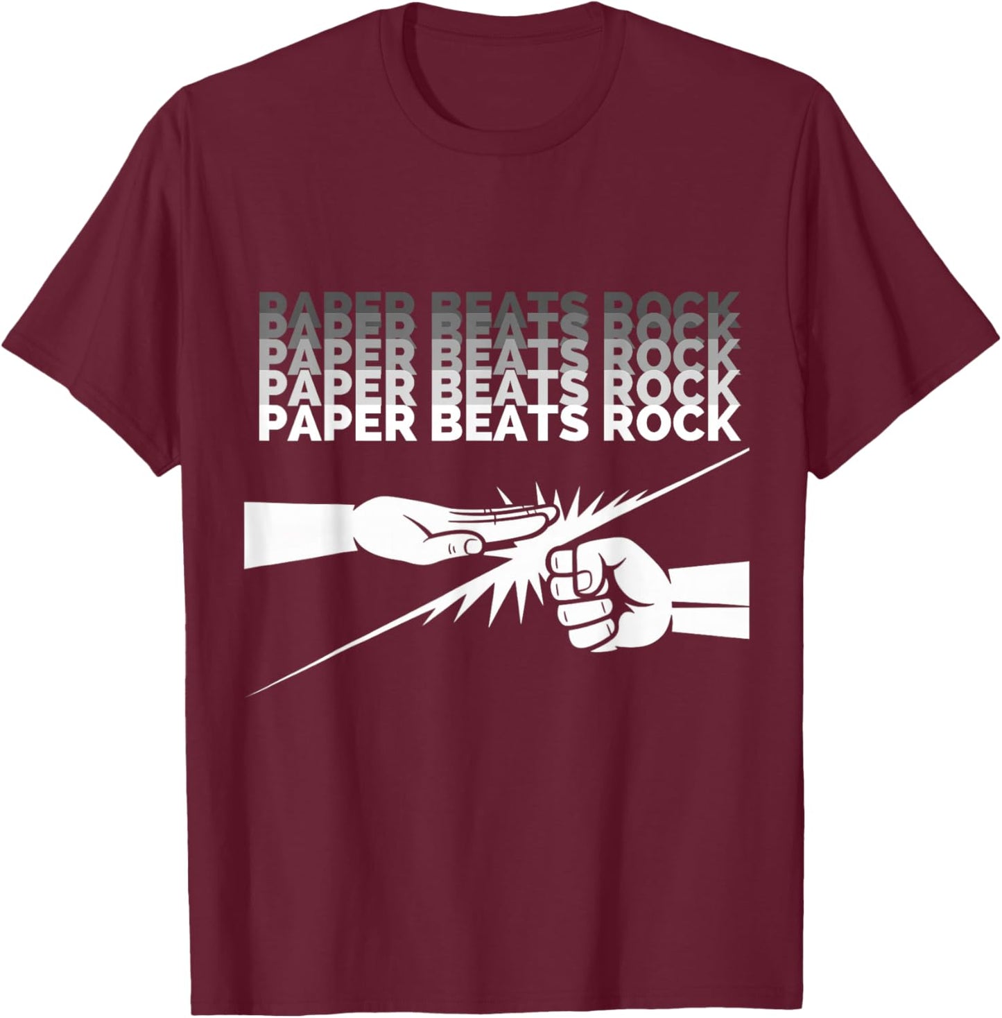 Funny Paper Beats Rock Saying Humor Retro Gaming Style T-Shirt - T-Shirt | Maroon