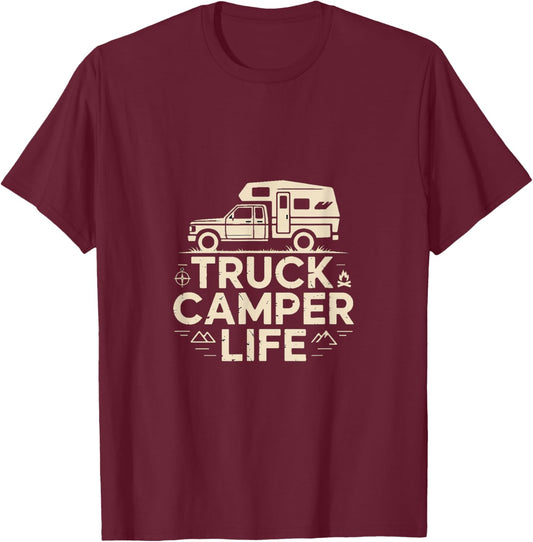 Road Trip Adventure Truck Camper Life Camping T-Shirt - T-Shirt | Maroon