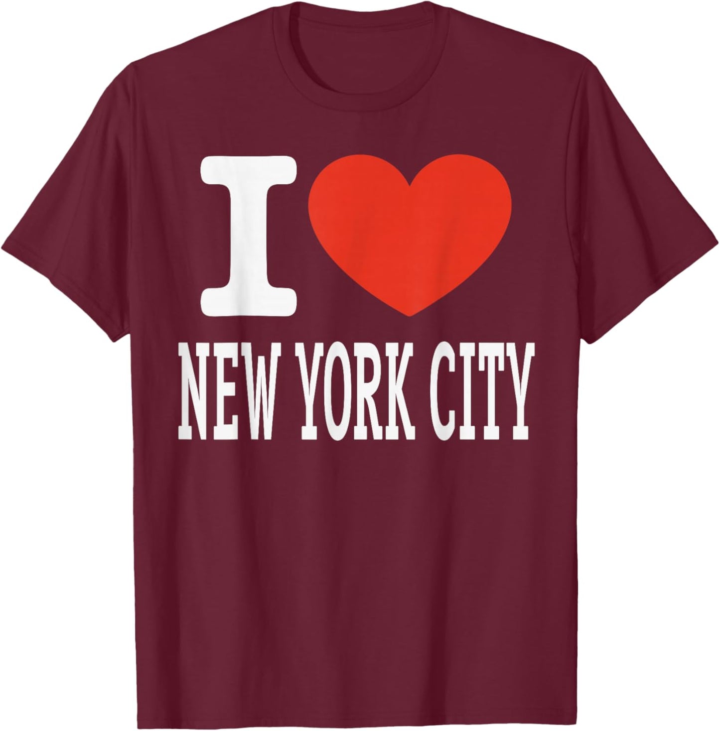 I Love New York City Heart Graphic Souvenir Travel T-Shirt - T-Shirt | Maroon