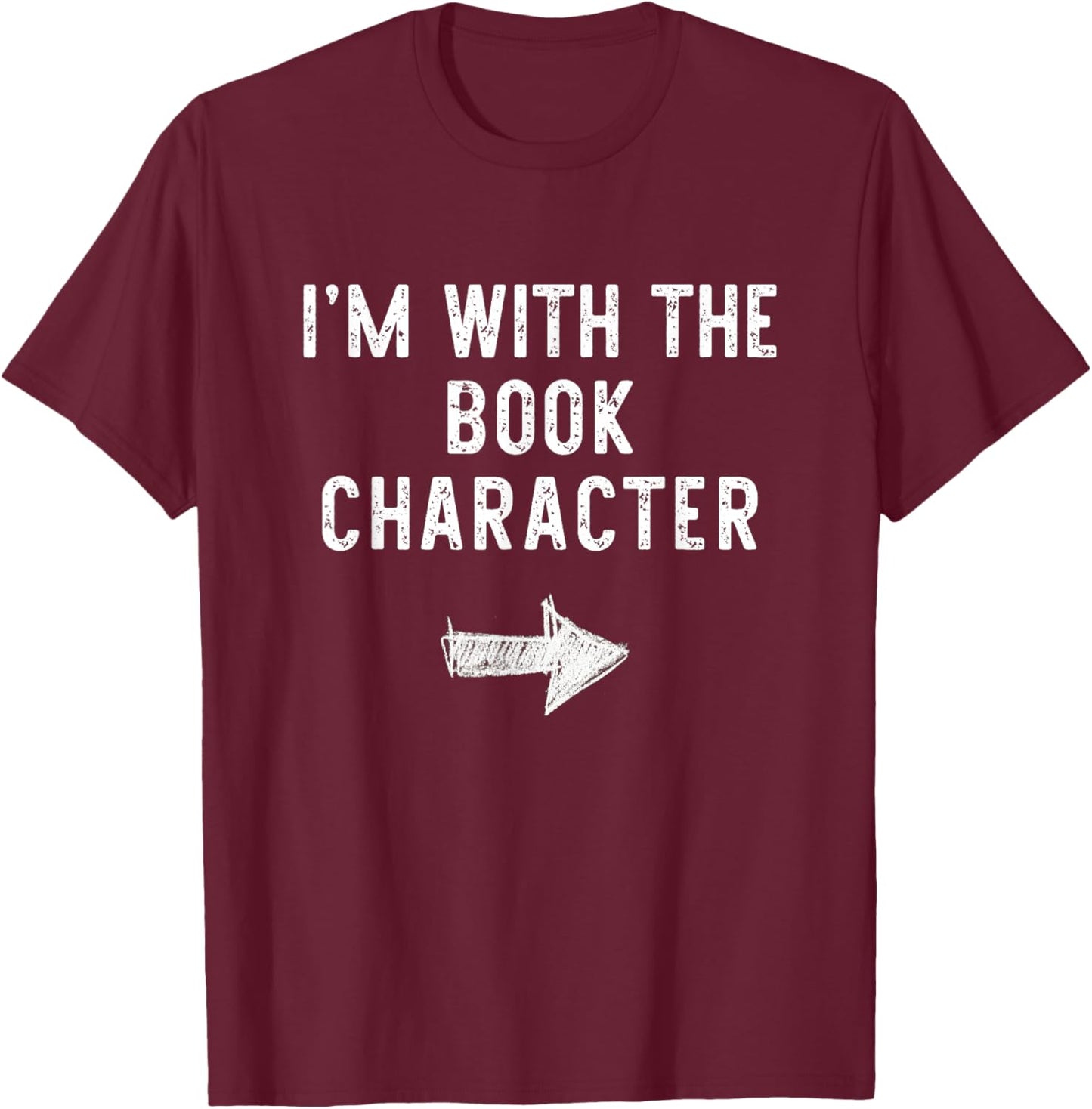 I’m with The Book Character Funny Halloween Couple Costume T-Shirt - T-Shirt | Maroon