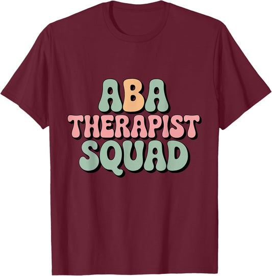 ABA Therapist Squad Autism Awareness Retro Special Education T-Shirt - T-Shirt | Maroon