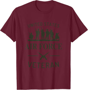 Air Force Veteran US Army Military Soldiers USAF Veterans T-Shirt - T-Shirt | Maroon