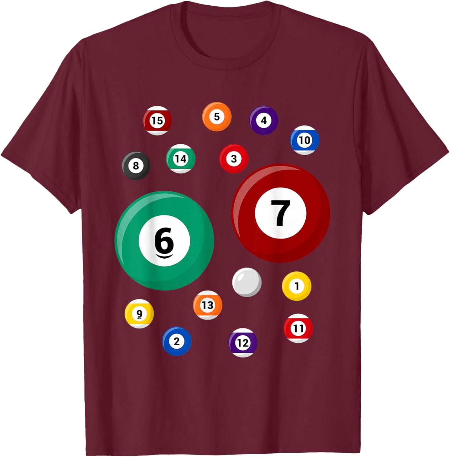Funny 67 Meme Six Seven Pool Ball Billiard Lover Gen Alpha T-Shirt - T-Shirt | Maroon