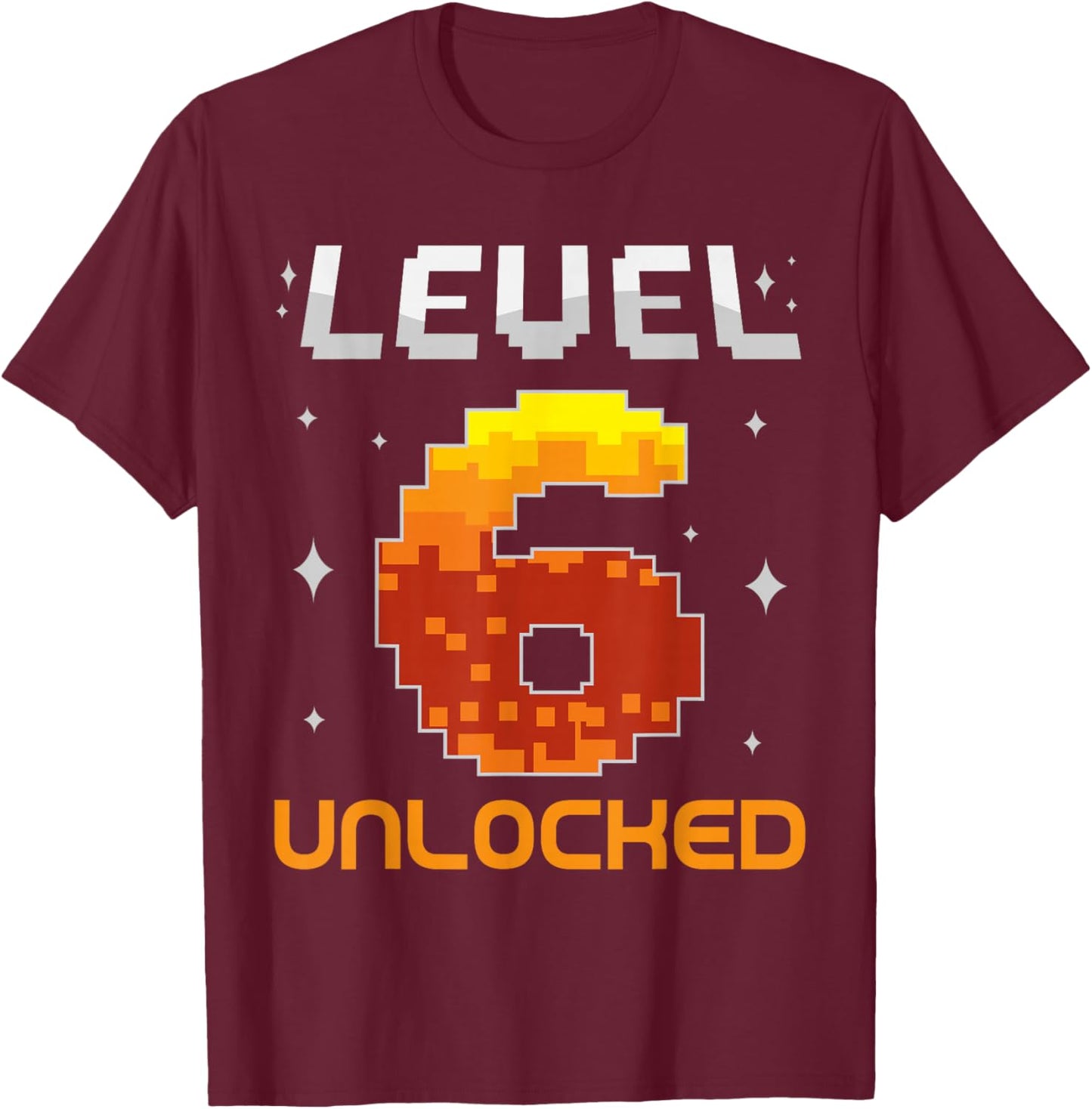 Level 6 Unlocked 6th Birthday Six Years Old Gamer Gaming T-Shirt - T-Shirt | Maroon
