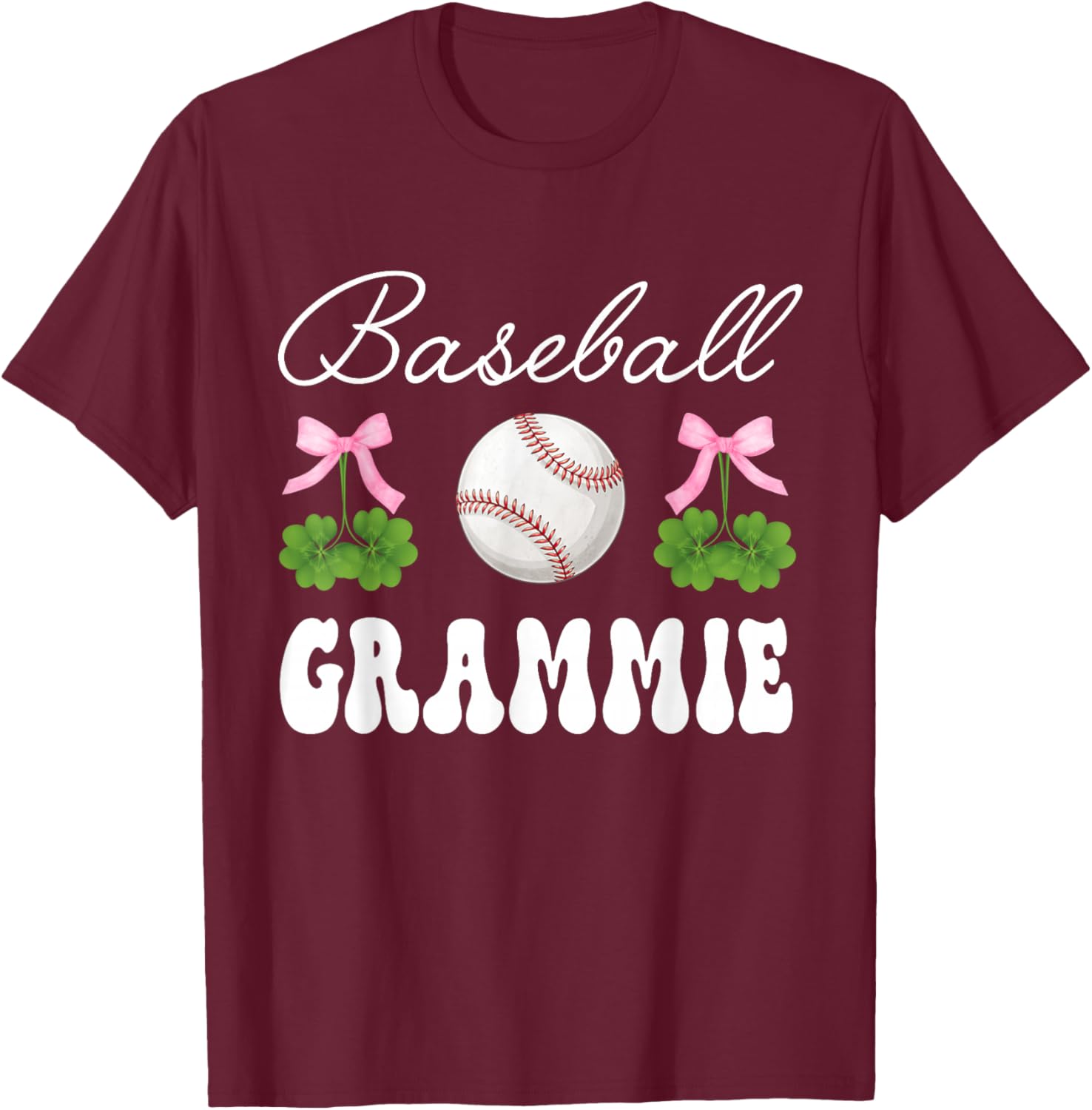 Funny Baseball Grammie Shamrock St Patrick's Day T-Shirt - T-Shirt | Maroon