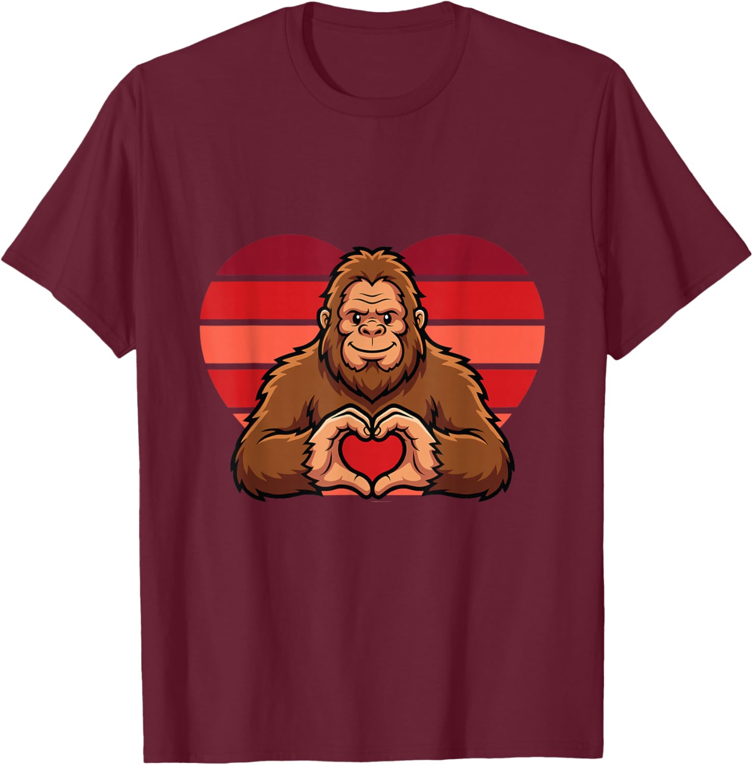 Funny Sasquatch Hearts Love Valentines Day T-Shirt - T-Shirt | Maroon