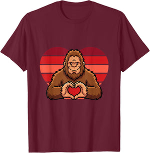 Funny Sasquatch Hearts Love Valentines Day T-Shirt - T-Shirt | Maroon