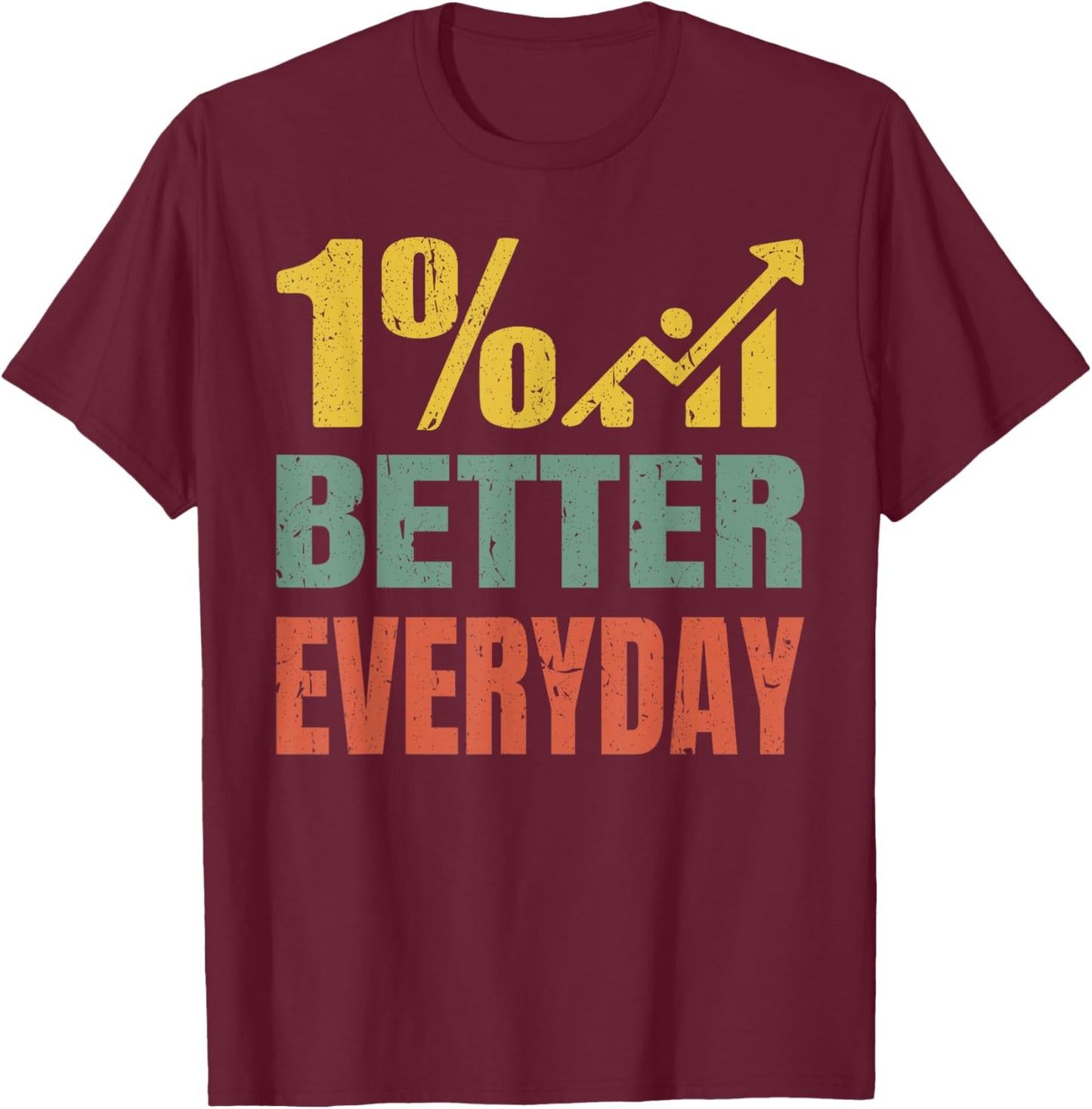 Motivational Quote One Percent 1% Better Everyday Men Women T-Shirt - T-Shirt | Maroon