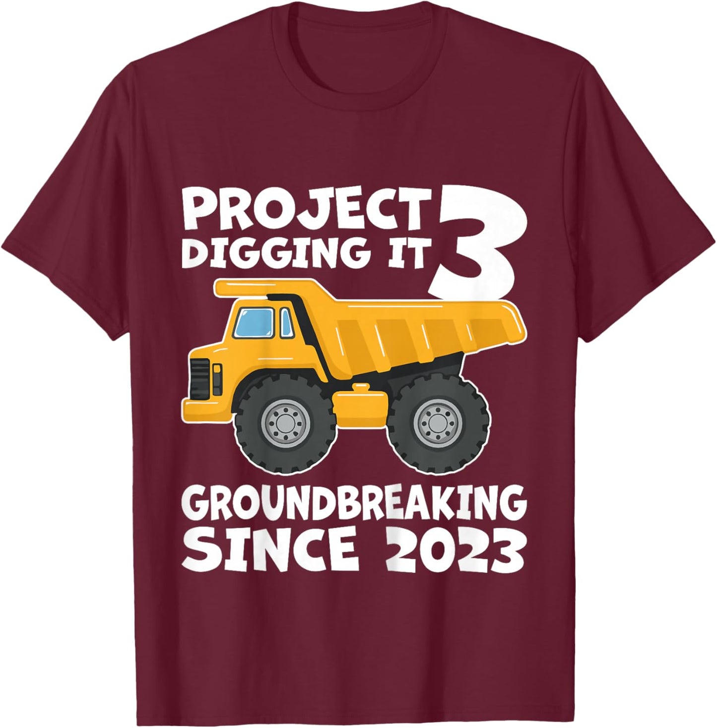 Kids Project 3 Digging it 3rd Birthday boy 3 Years Old T-Shirt - T-Shirt | Maroon