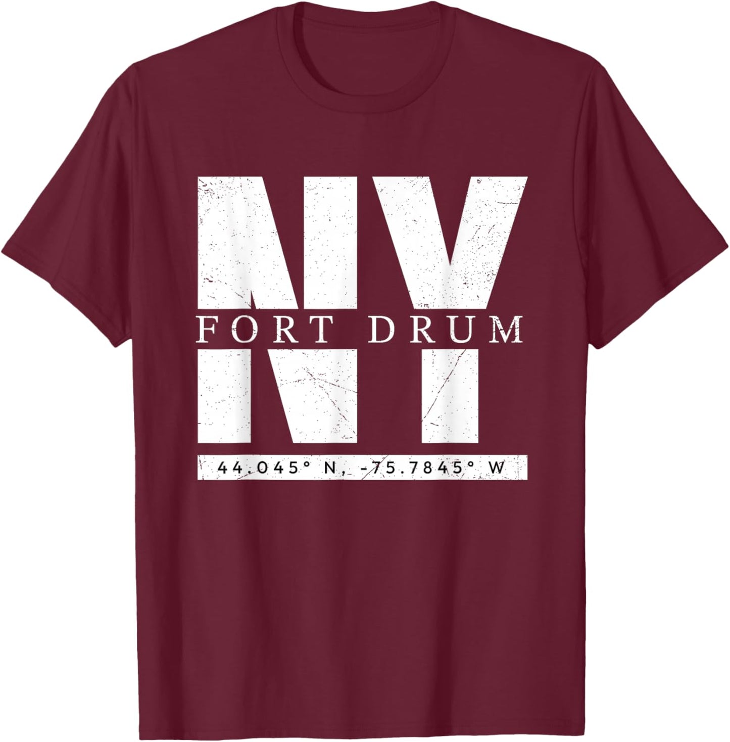 Fort Drum, NY Retro Urban Style Coordinates T-Shirt - T-Shirt | Maroon