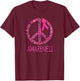 Breast Cancer Peace Sign Pink Leopard Print T-Shirt - T-Shirt | Maroon