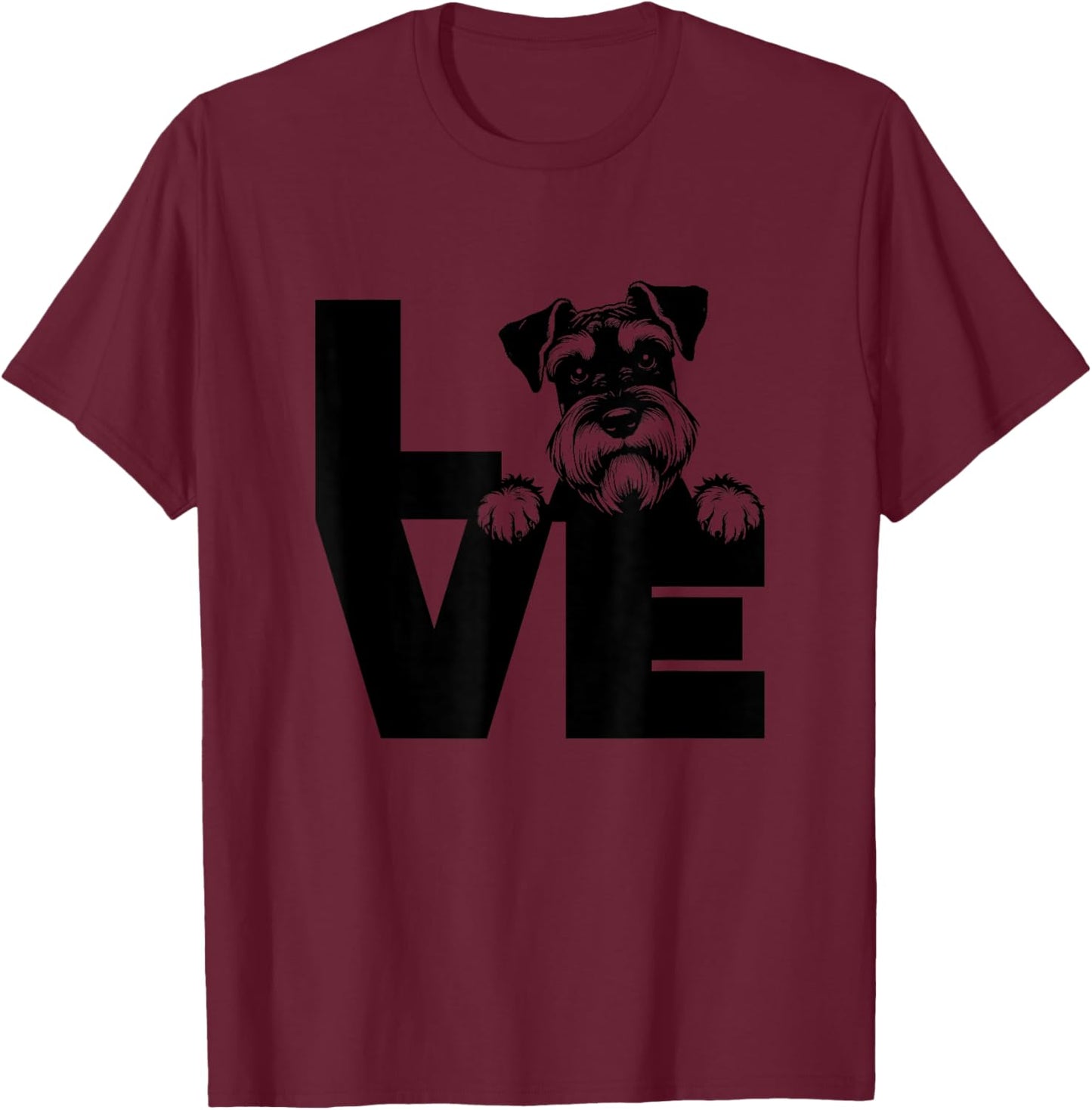 Love Miniature Schnauzer Dog T-Shirt - T-Shirt | Maroon