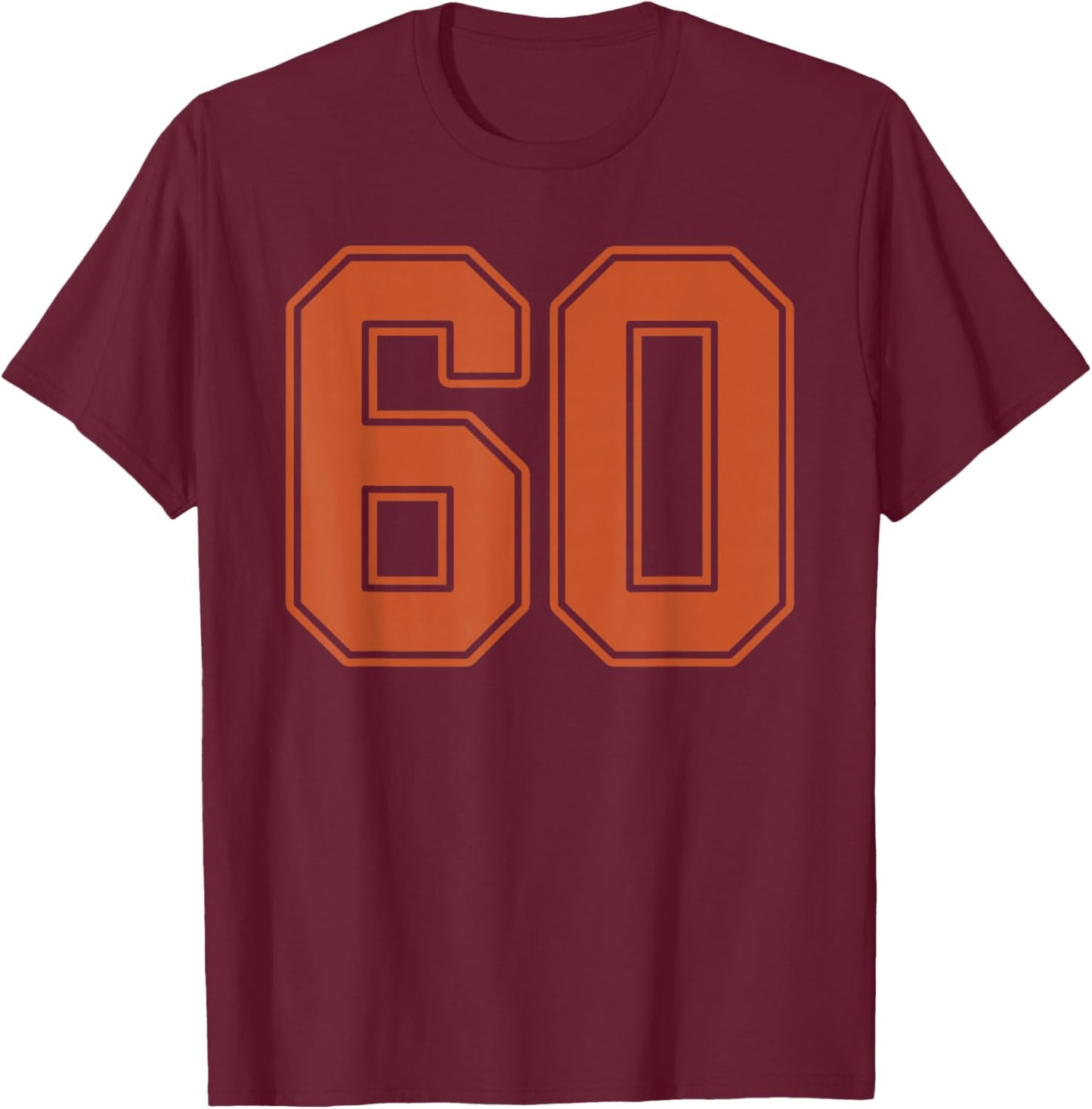 Burnt Orange Number 60 Jersey Player Uniform #60 T-Shirt - T-Shirt | Maroon