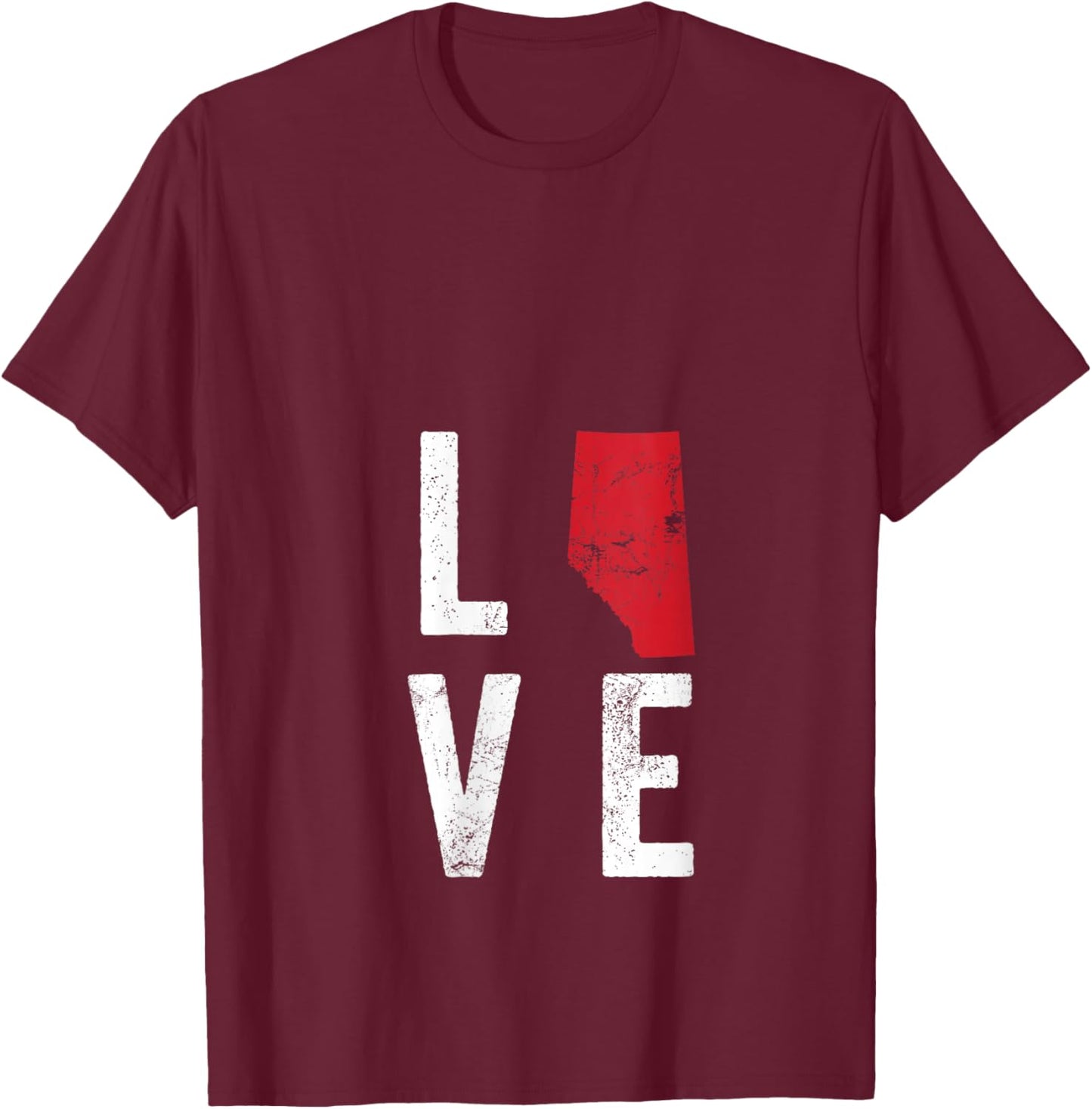 Women's Love Alberta Map America American Independence Day V-Neck T-Shirt - T-Shirt | Maroon
