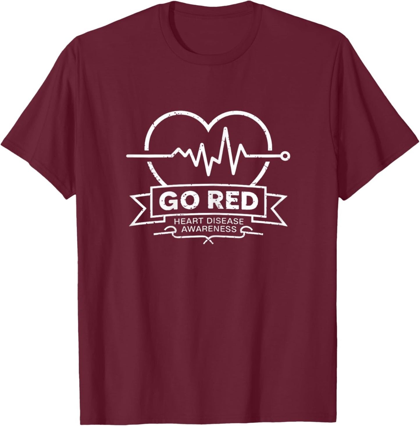 Go Red American CHD Heart Disease Month Awareness T-Shirt - T-Shirt | Maroon