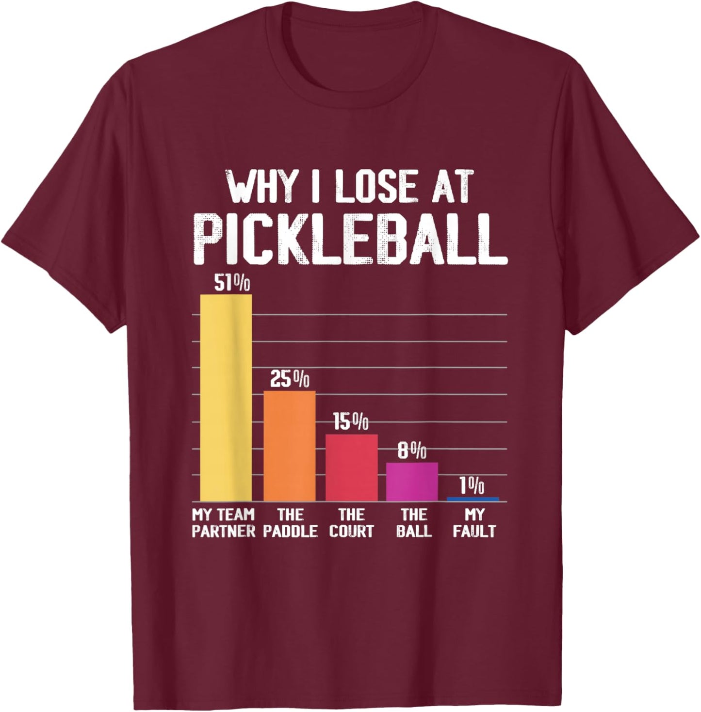 Why I Lose At Pickleball Humor Funny Pickleball Men Women T-Shirt - T-Shirt | Maroon
