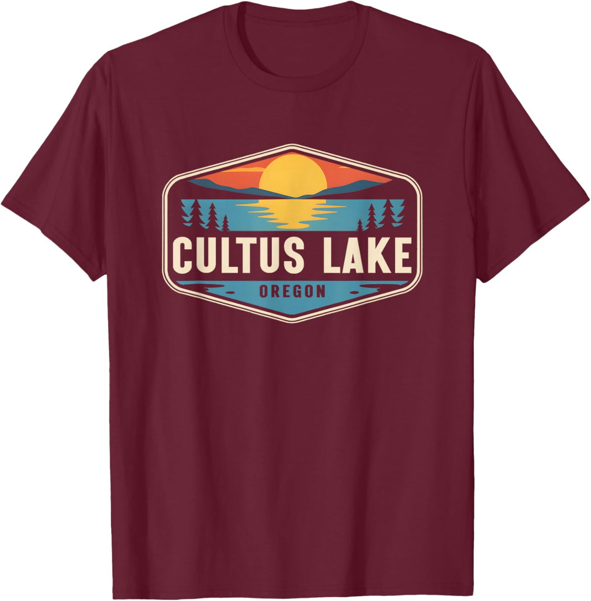 Cultus Lake Oregon Outdoors Vintage T-Shirt - T-Shirt | Maroon