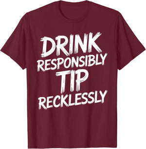 Funny Waitress Design Girls Bartender Waitress T-Shirt - T-Shirt | Maroon