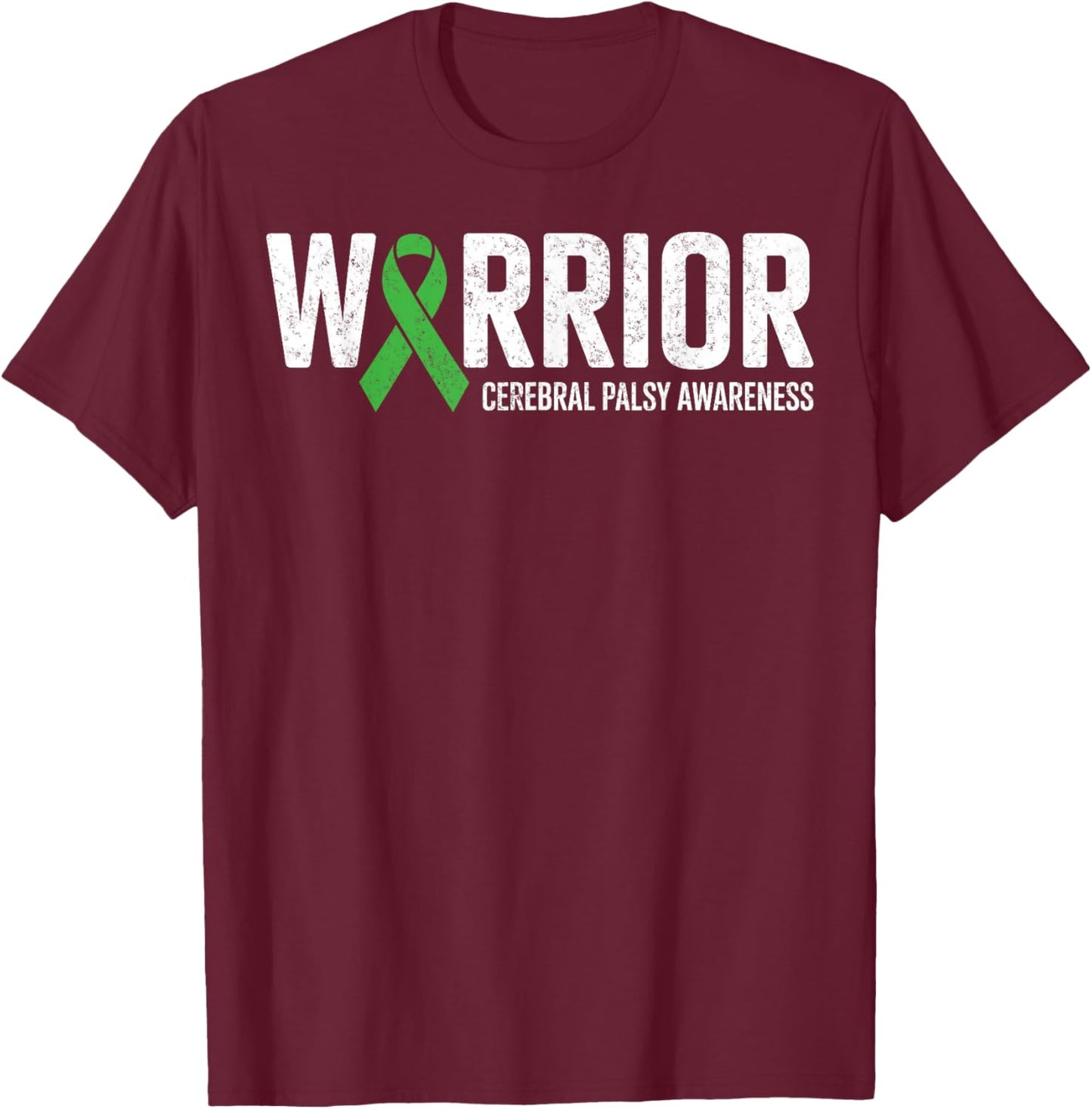 Warrior Fighter Cerebral Palsy Awareness CP Ribbon Support T-Shirt - T-Shirt | Maroon