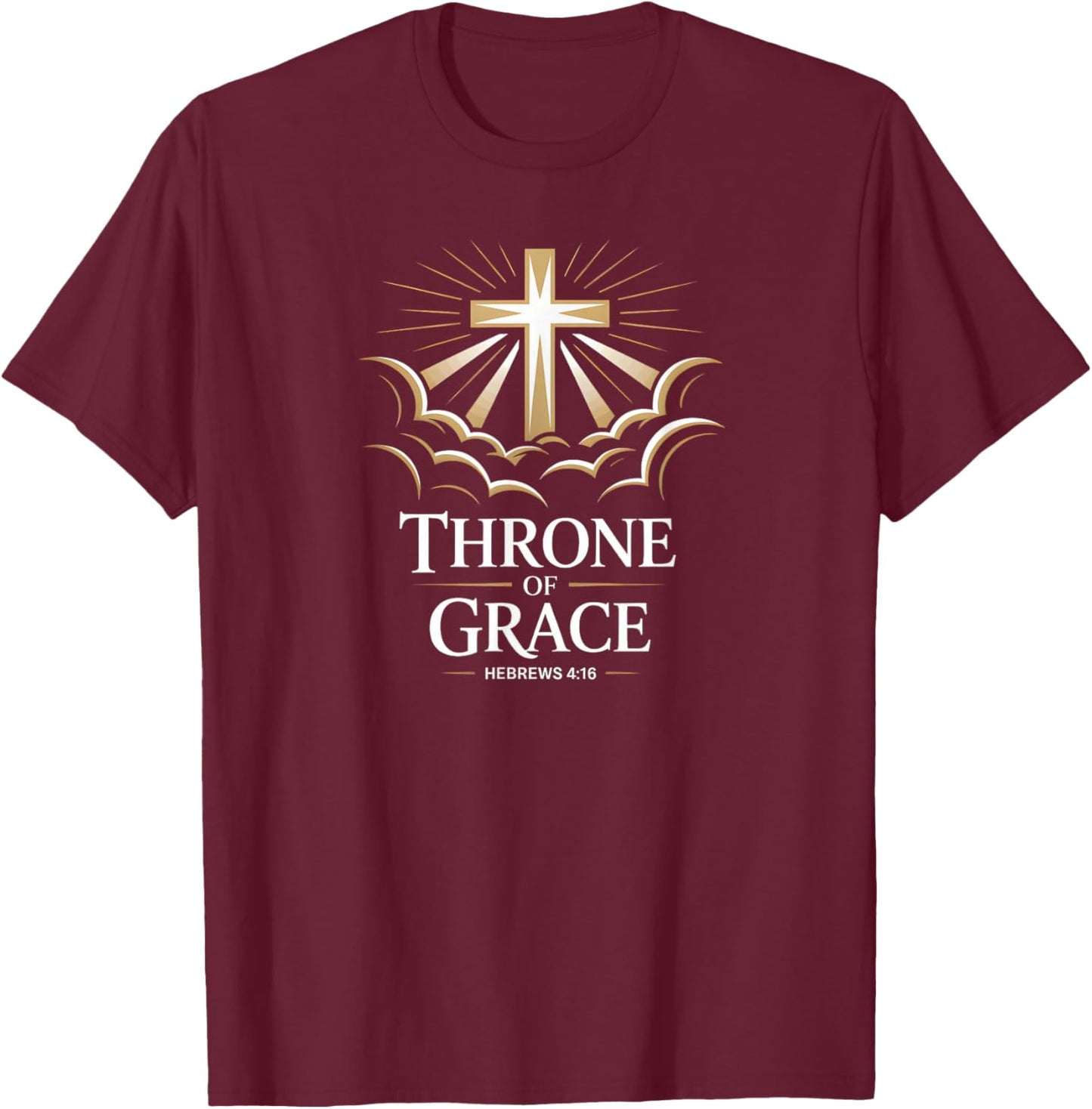 Throne of Grace Hebrews 4:16 Cross T-Shirt - T-Shirt | Maroon