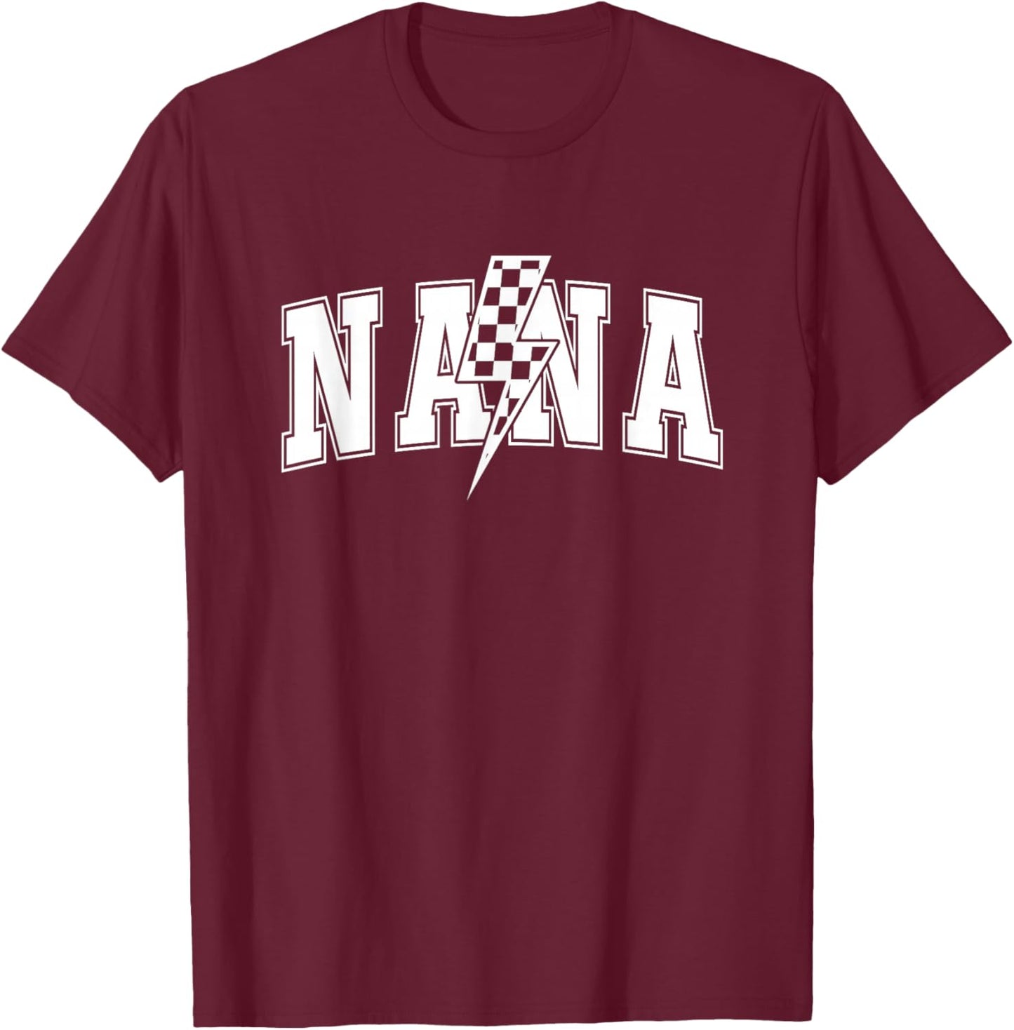Nana Checkered Varsity Mom Women Mother's Day Girls T-Shirt - T-Shirt | Maroon