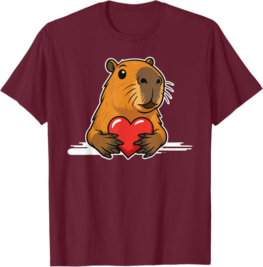 Capybara Love Men Women Kids Funny St. Valentine's T-Shirt - T-Shirt | Maroon