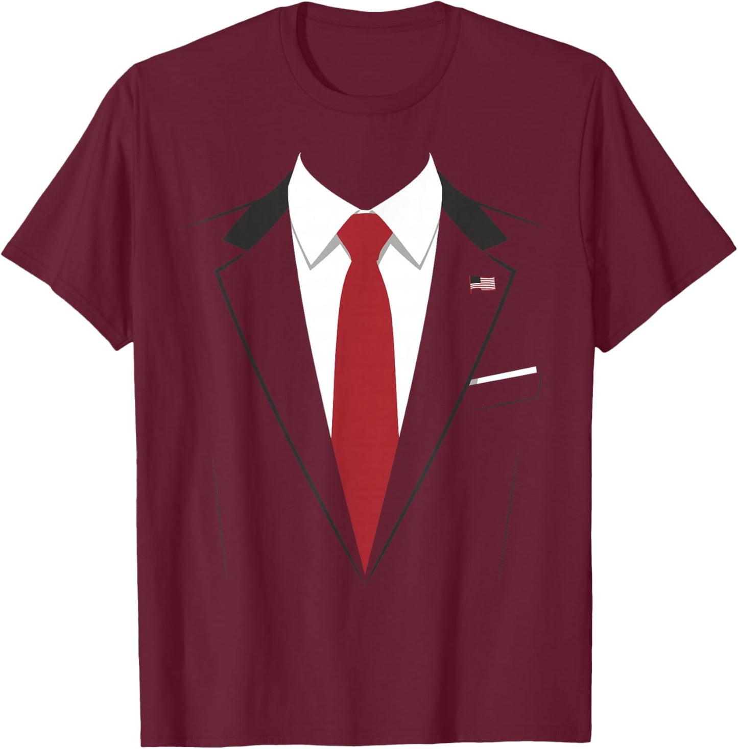 USA President Suit Easy Halloween Costume T-Shirt - T-Shirt | Maroon