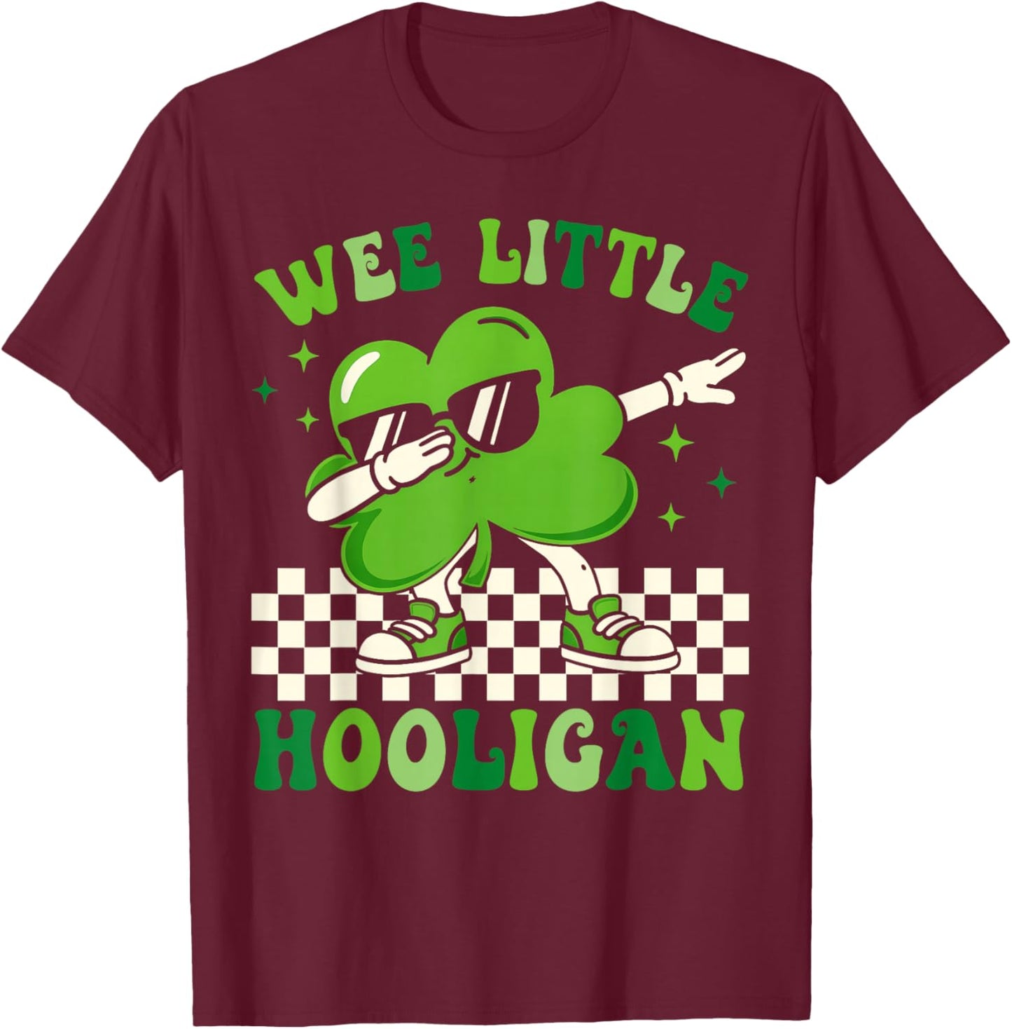 Wee Little Hooligan Dab Shamrock Funny St Patrick's Day Kids T-Shirt - T-Shirt | Maroon