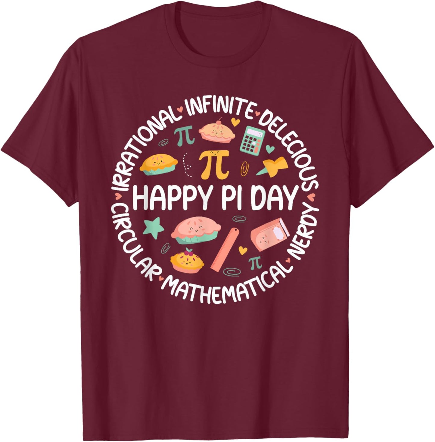 Happy Pi Day Pi Symbol Pi Day 3.14 Funny Pi Math Teacher T-Shirt - T-Shirt | Maroon