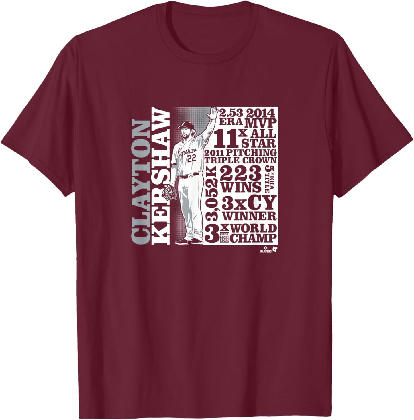 Clayton Kershaw - Goat List - Los Angeles Baseball T-Shirt - T-Shirt | Maroon