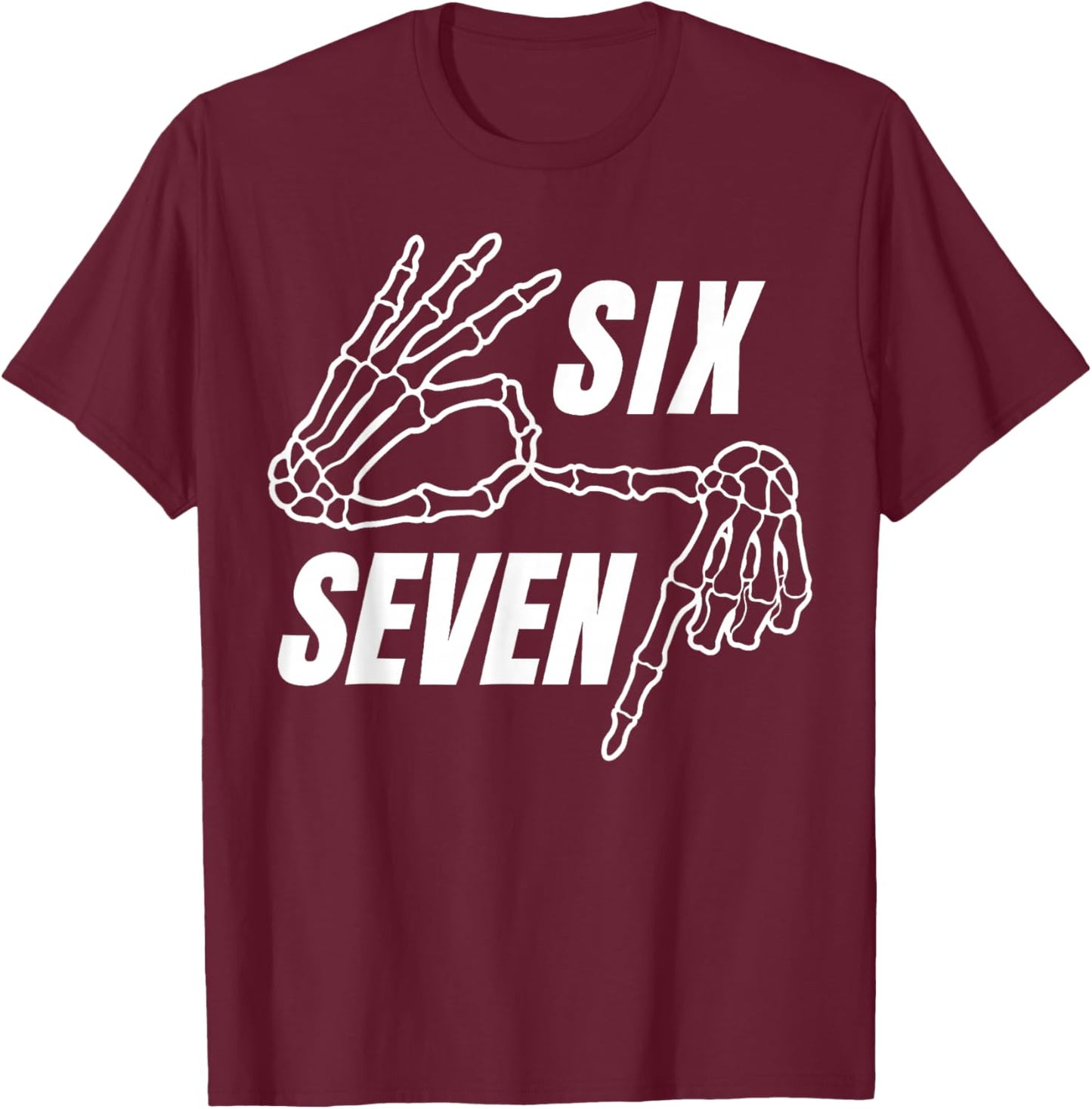 Funny 67 Six Seven Meme Couple Matching Halloween Costume T-Shirt - T-Shirt | Maroon