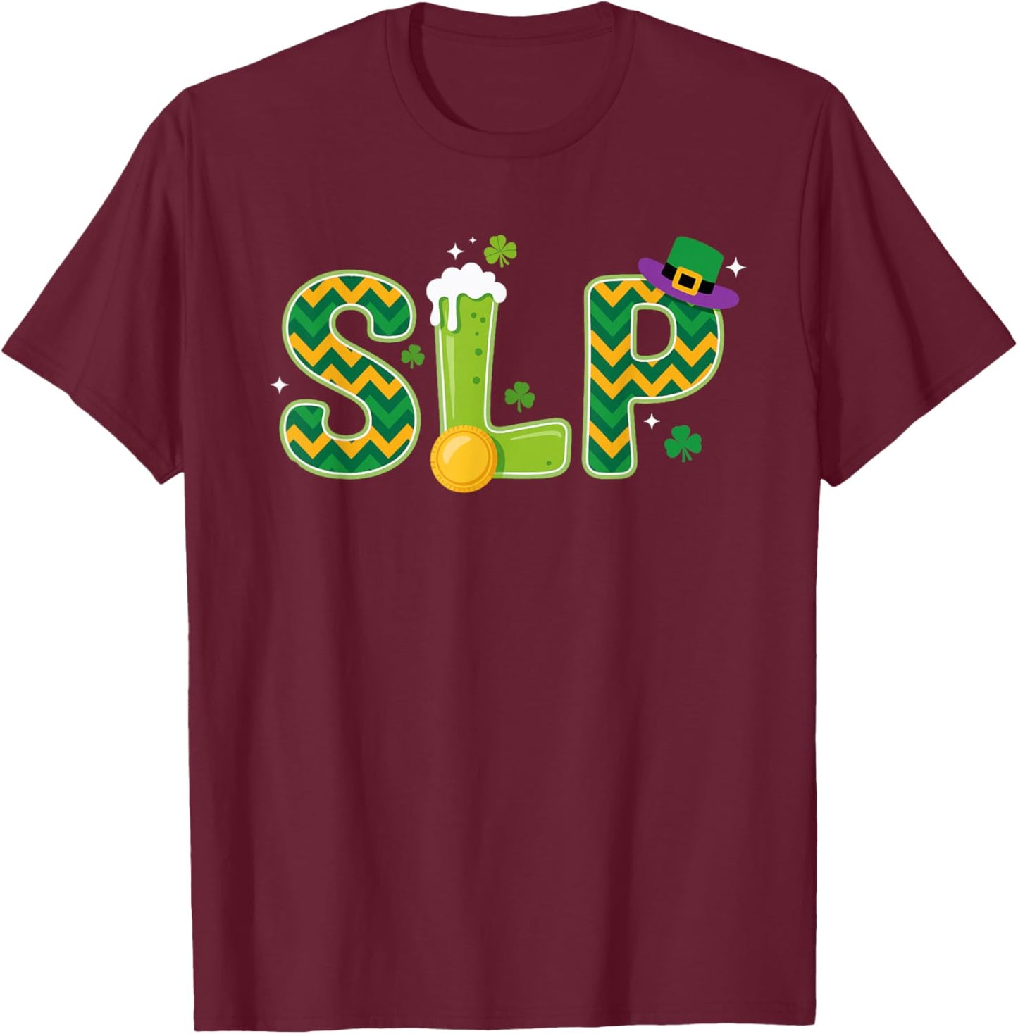 SLP St Patrick's Day Speech Therapist T-Shirt - T-Shirt | Maroon