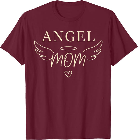 Angel Mom Forever Loved Never Forgotten Memorial T-Shirt - T-Shirt | Maroon