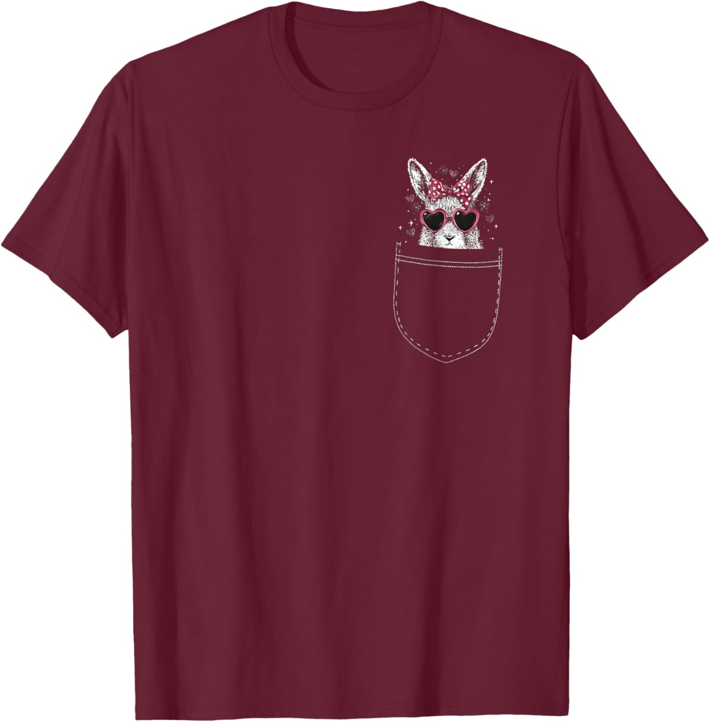 Happy Easter Cute Bunny in Shirt Pocket Rabbit Kids T-Shirt - T-Shirt | Maroon