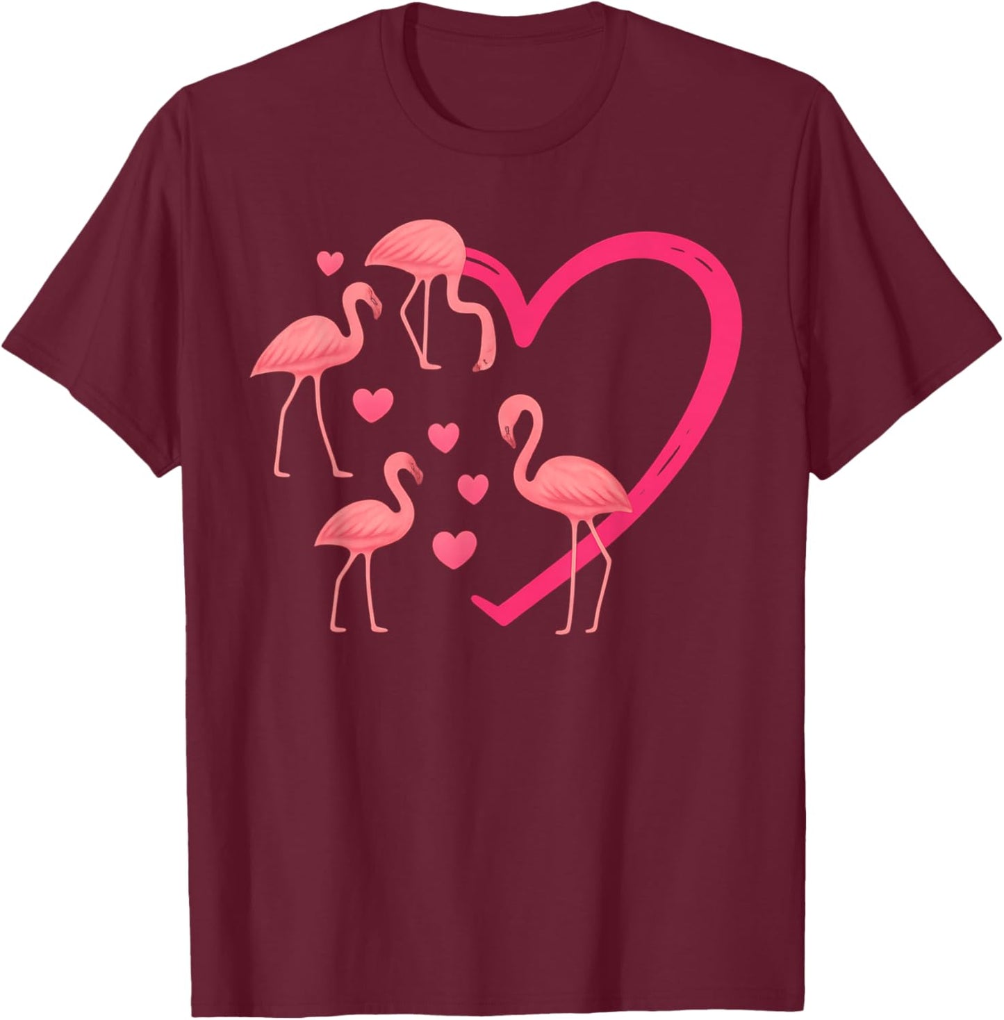 Love Cute Valentine's 2026 Bird Flamingo T-Shirt - T-Shirt | Maroon