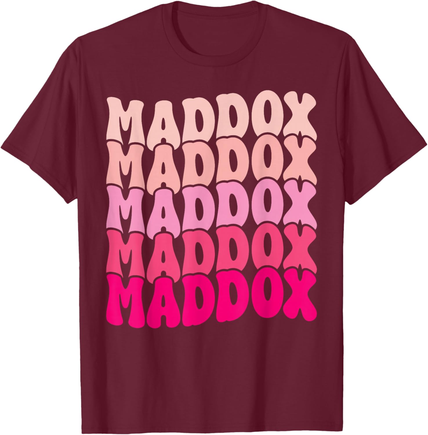 Vintage Maddox Personalized Name I Love Maddox 80's Groovy T-Shirt - T-Shirt | Maroon