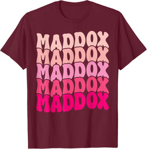 Vintage Maddox Personalized Name I Love Maddox 80's Groovy T-Shirt - T-Shirt | Maroon