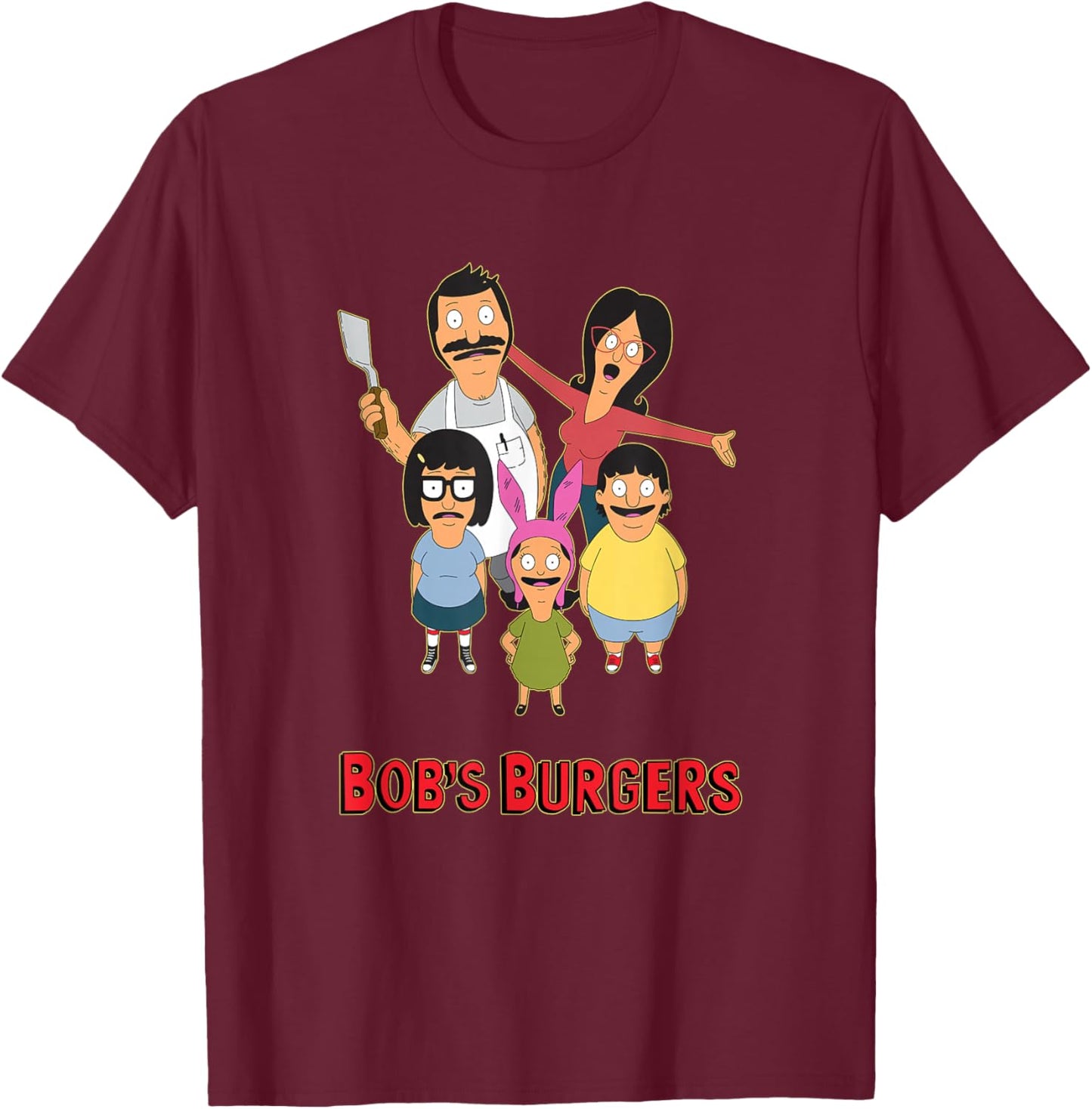 Bob's Burgers Belcher Family Group Portrait T-Shirt - T-Shirt | Maroon