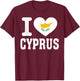 I Love Cyprus Heart Souvenir Lovers Pride Travel T-Shirt - T-Shirt | Maroon
